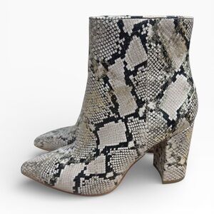 ALDO Aurella Snake Print Ankle Boots Block Heel Size US 8 Statement Shoe